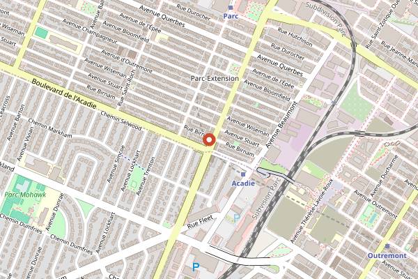 Map showing Bombay Mahal in Montreal