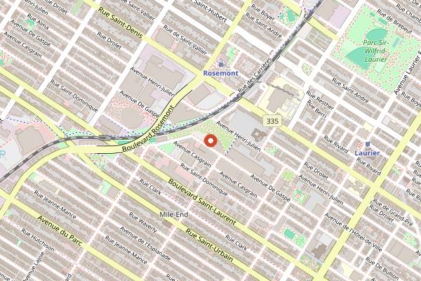 Map showing Cafe Falco in Montreal