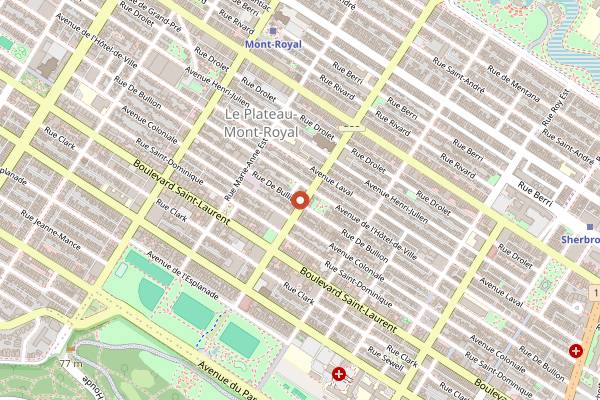 Map showing Cafe Neve in Montreal