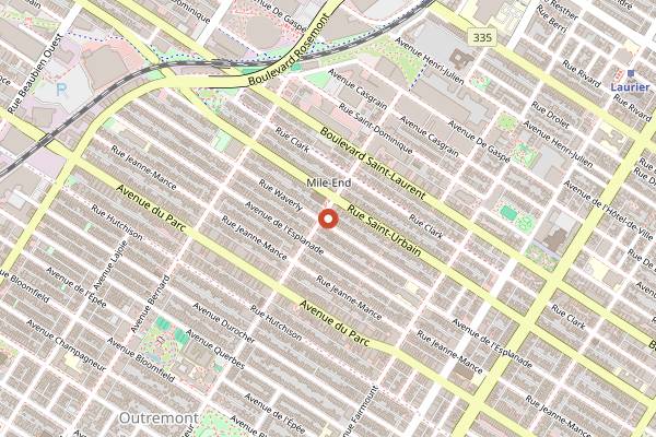 Map showing Cafe Olimpico in Montreal