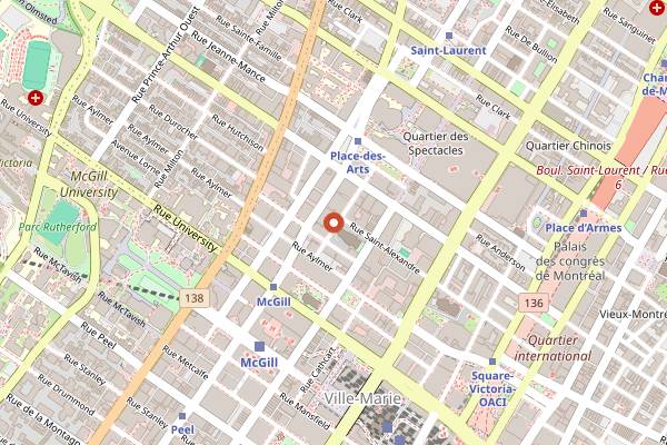 Map showing Cafe Parvis in Montreal