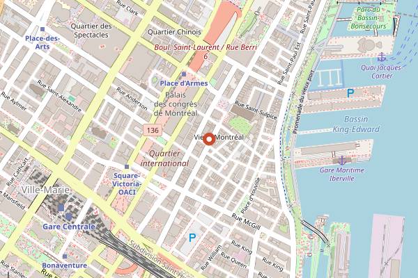 Map showing Cafe Pave in Montreal