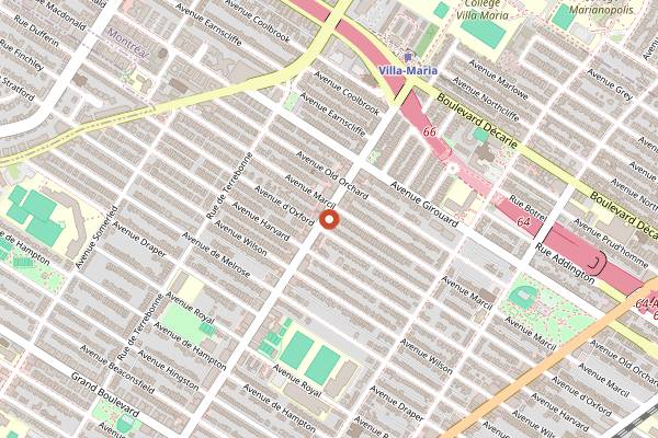 Map showing Melk in Montreal