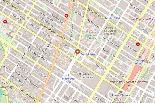 Map showing Pikolo Espresso Bar in Montreal