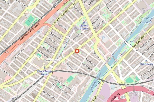 Map showing Cafe Saint-Henri in Montreal