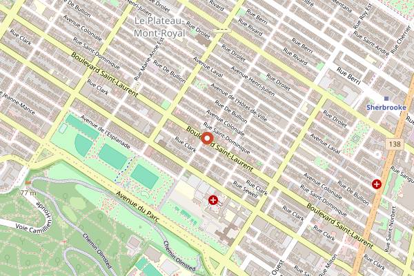 Map showing Dispatch Coffee in Montreal