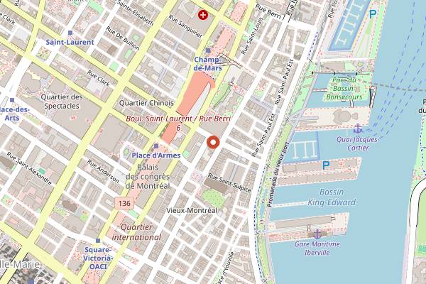 Map showing Paquebot in Montreal