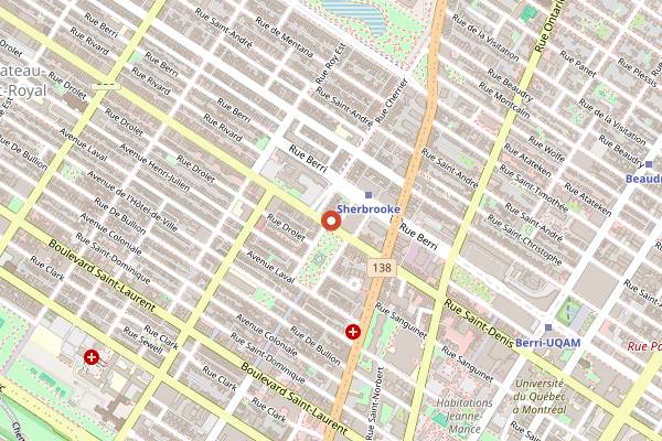 Map showing Sushi Momo in Montreal