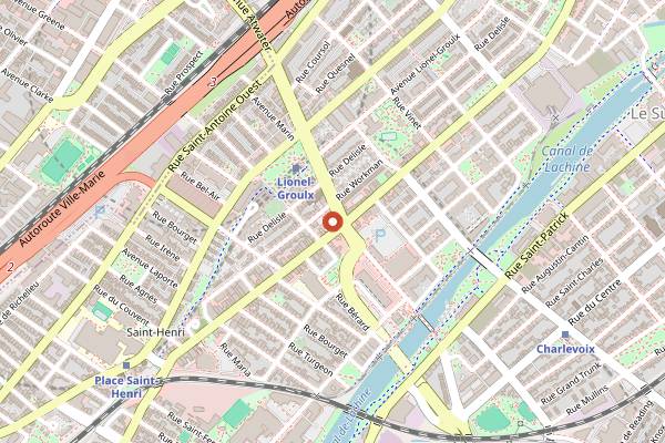 Map showing Atwater Cocktail Club in Montreal