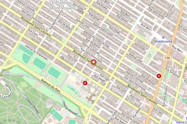 Map showing Schwartz's Deli in Montreal