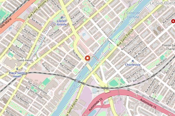 Map showing Atwater Market in Montreal