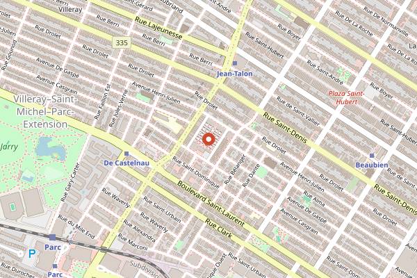 Map showing Jean-Talon Market in Montreal
