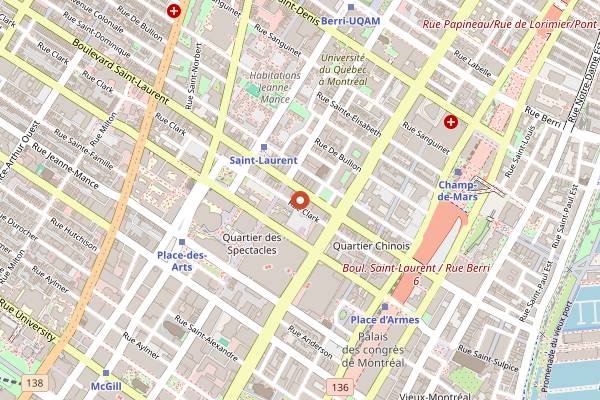 Map showing Le Central in Montreal