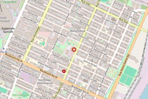 Map showing Maisonneuve Market in Montreal