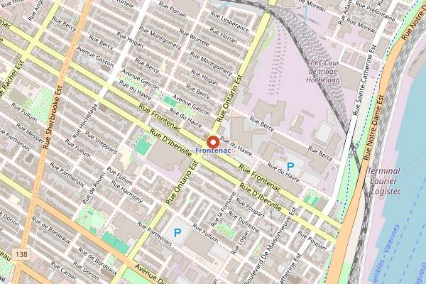 Map showing Marche Solidaire Frontenac in Montreal