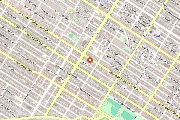 Map showing Casa del Popolo in Montreal