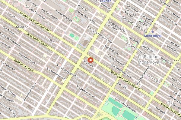 Map showing La Sala Rossa in Montreal