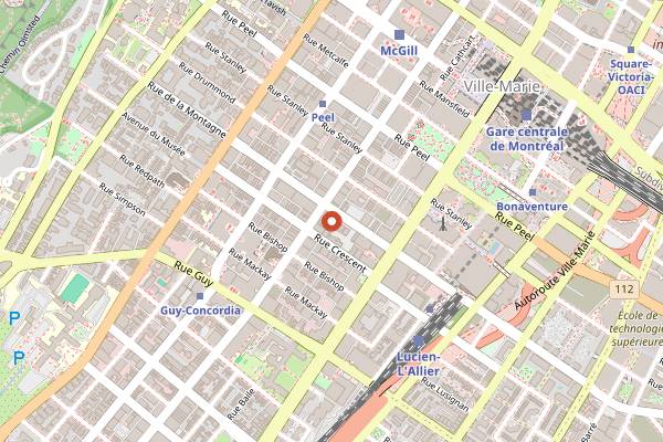 Map showing Yoko Luna in Montreal
