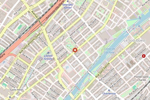Map showing Joe Beef in Montreal