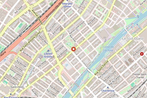 Map showing Liverpool House in Montreal