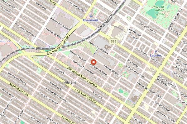 Map showing La Panthere Verte in Montreal