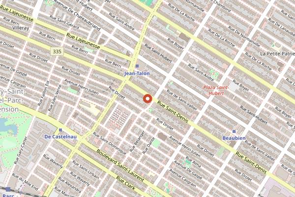 Map showing Bar St-Denis in Montreal