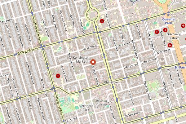 Map showing Blackbird Baking Co in Toronto