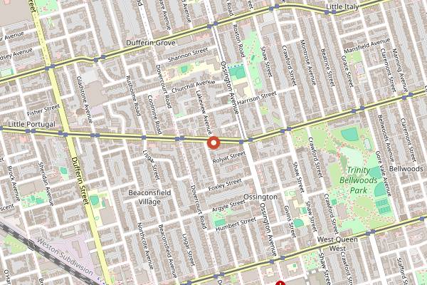 Map showing Caldense Bakery in Toronto