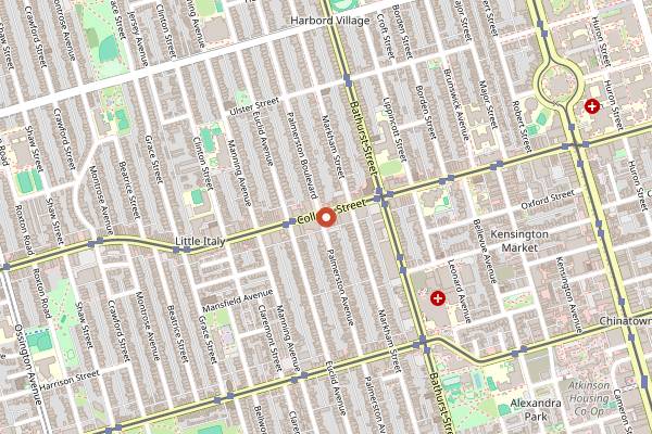 Map showing Bar Raval in Toronto