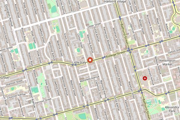 Map showing Track & Field Bar in Toronto