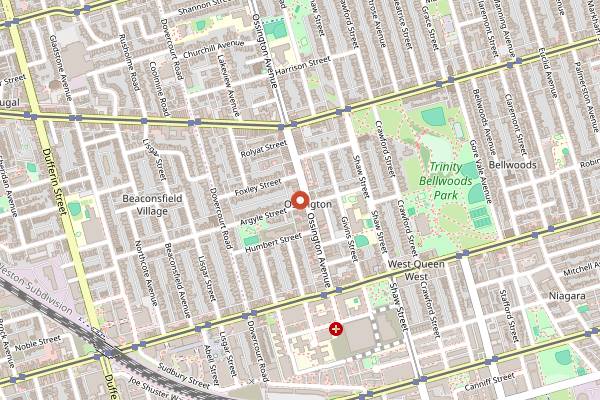 Map showing Bellwoods Brewery in Toronto