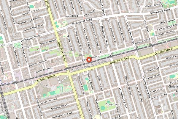 Map showing Blood Brothers Brewing in Toronto