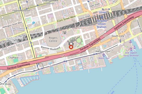 Map showing Steam Whistle Brewing in Toronto