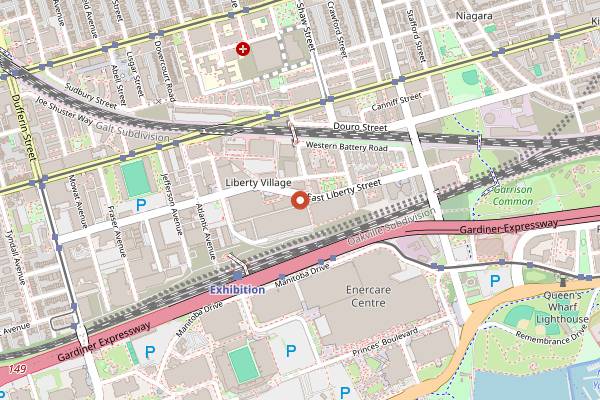 Map showing OEB Breakfast Co Liberty Village in Toronto