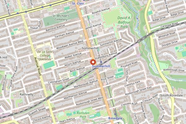 Map showing Boxcar Social Summerhill in Toronto