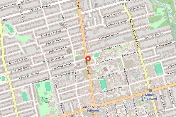 Map showing De Mello Coffee Yonge in Toronto