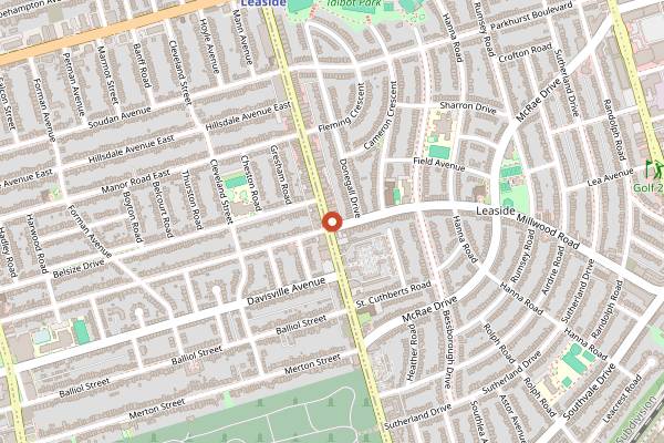 Map showing Lit Espresso Bar (Leaside) in Toronto