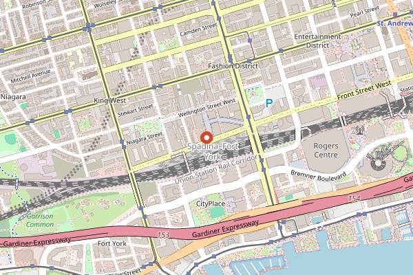 Map showing Quantum Coffee at The Well in Toronto