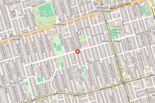 Map showing Sam James Coffee Bar Harbord in Toronto