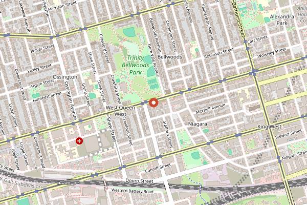 Map showing White Squirrel Coffee Shop in Toronto