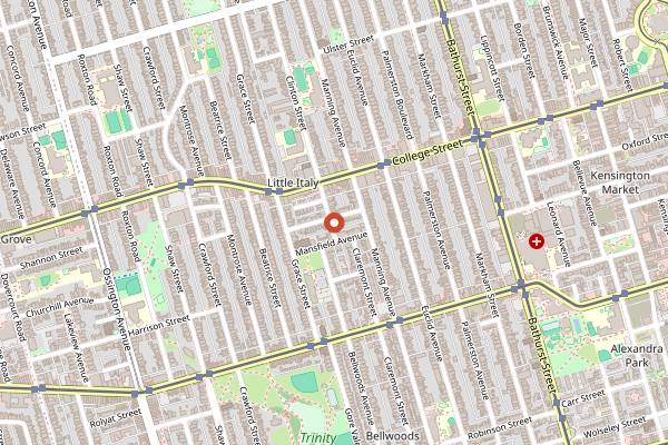 Map showing Bitondo Pizzeria in Toronto