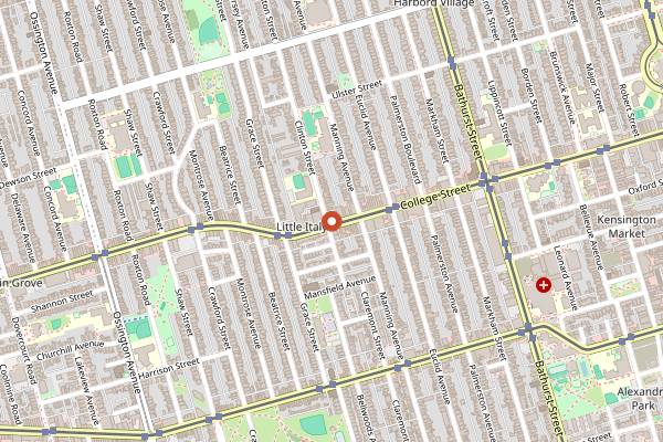 Map showing Cafe Diplomatico in Toronto