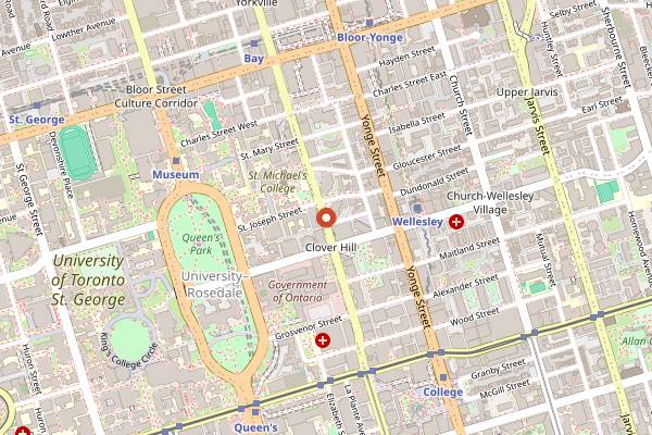 Map showing Centre Street Deli in Toronto