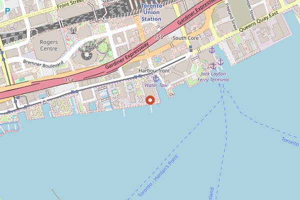 Map showing Pearl Harbourfront in Toronto