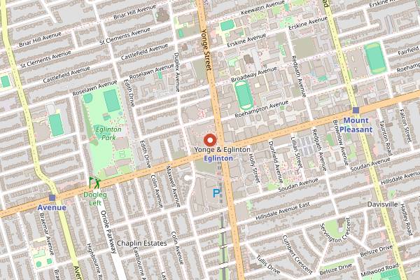 Map showing The Pickle Barrel Yonge and Eglinton in Toronto
