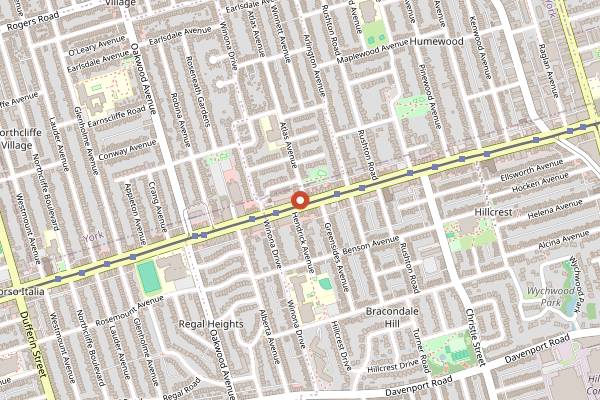 Map showing De Mello Coffee Roasters in Toronto