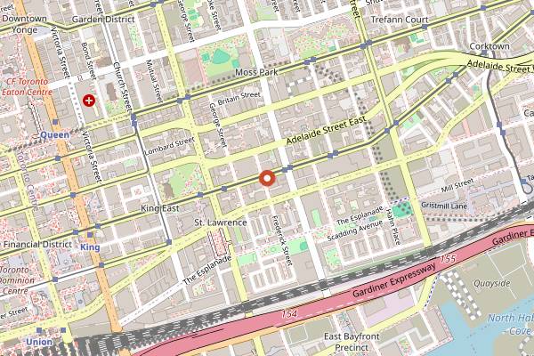 Map showing George Brown College Chef School in Toronto