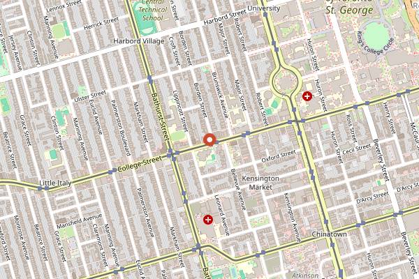 Map showing The Hogtown Vegan in Toronto