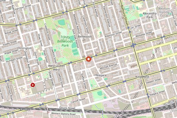 Map showing The Done Right Inn in Toronto