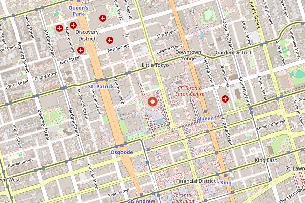 Map showing Kensington Market in Toronto